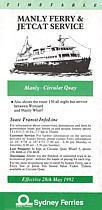 Manly Ferry and Jetcat May 1992 Timetable