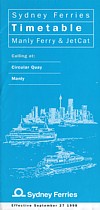 Manly Ferry and Jetcat September 1998 Timetable