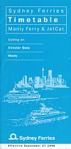 Manly Ferry and Jetcat September 1998 Timetable